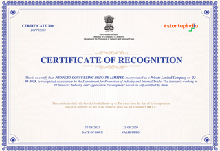 Startup India Certificate